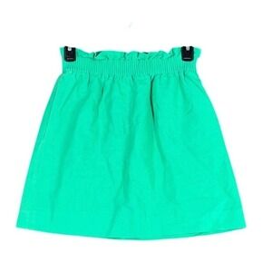 J Crew Skirt Womens‎ 00 Green paperbag Short Elastic Waist Pockets Linen Blend